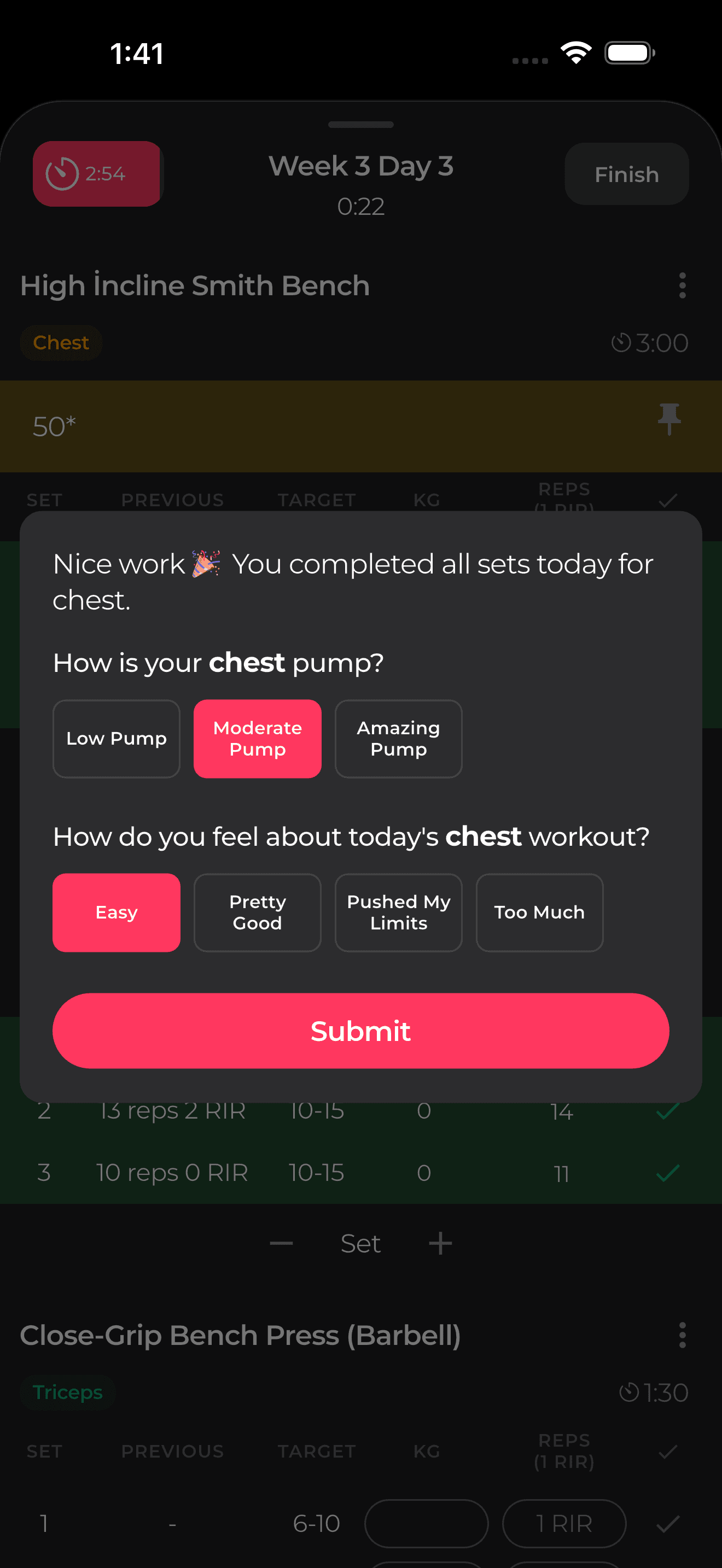 Olympian workout planner screen showing templates and quick start controls